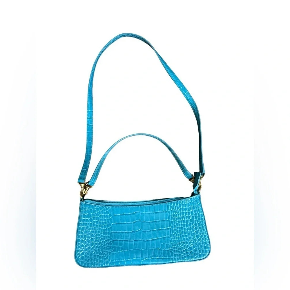 Giani Bernini Turquoise Croc-Pattern Shoulder Bag